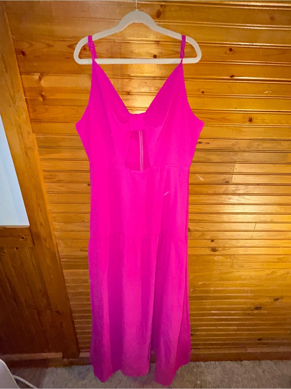 SHEIN Hot Pink Maxi Slip Dress with V-Neck